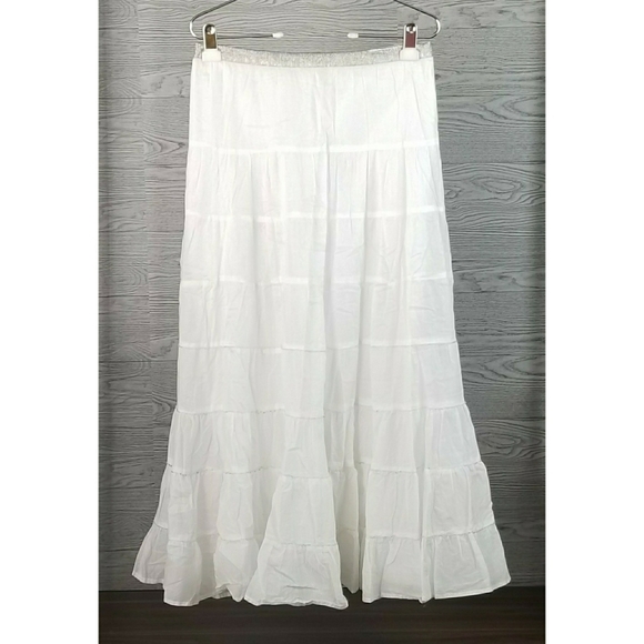 CYNTHIA VINCENT // boho peasant silver beaded tiered maxi skirt - Picture 3 of 16